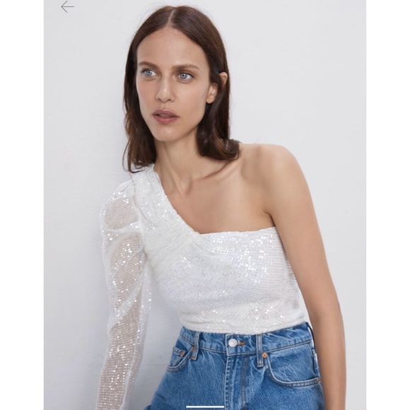 sequin asymmetrical top